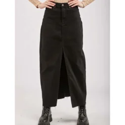 Flash Sale * Denim Slit Skirt - Black Antal