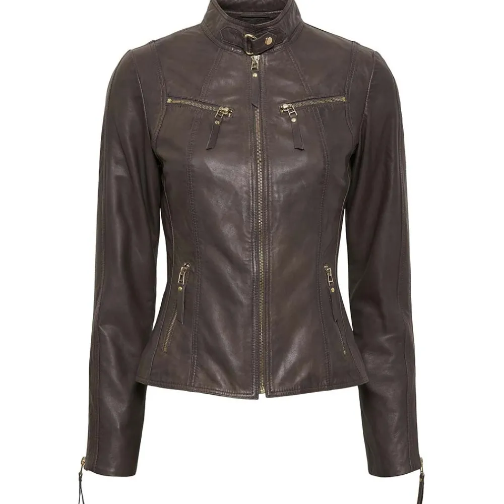 Fashion Butterfly Cph Butterfly Biker Jacket - Warm Gray W. Light Gold Antal