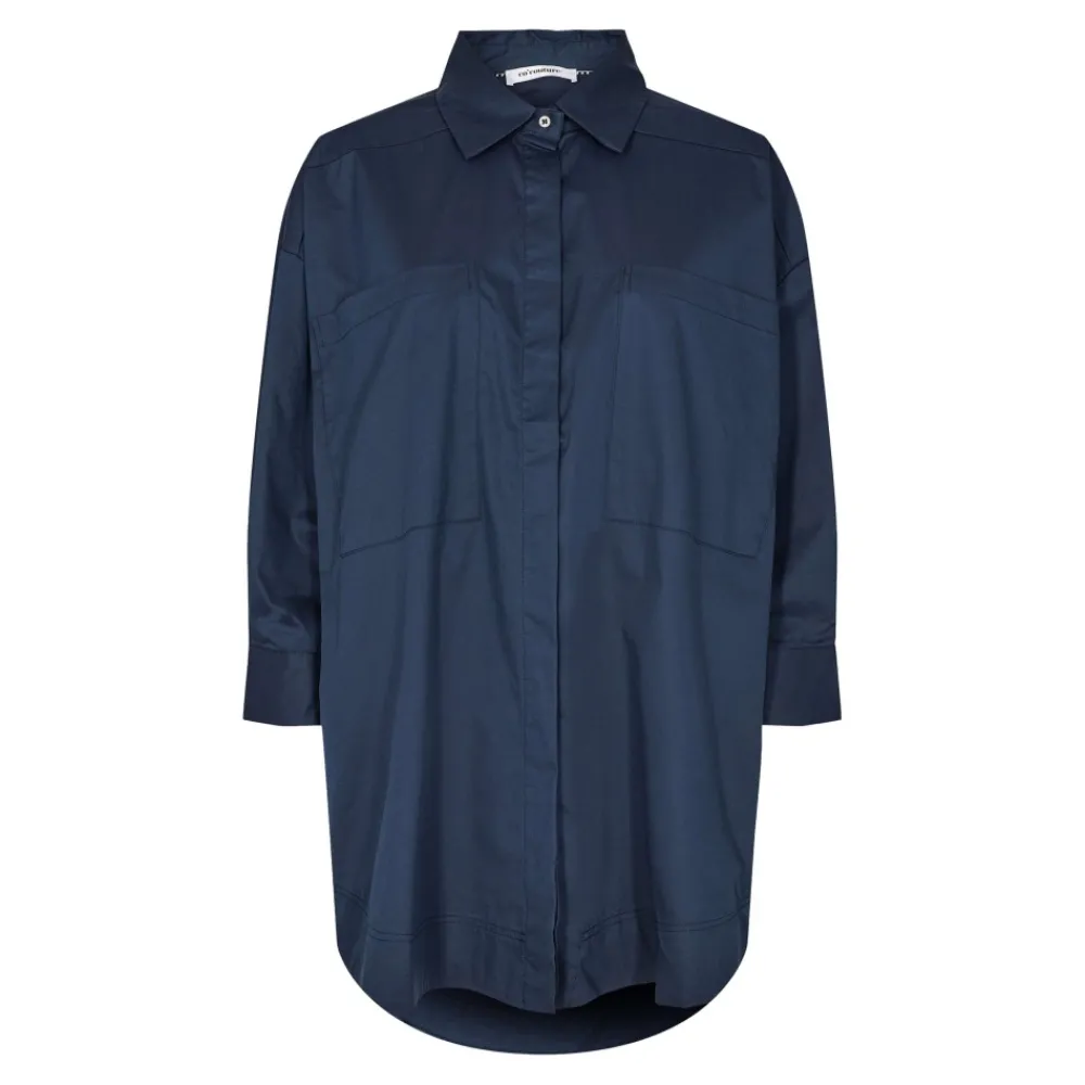 Hot Co'Couture Cotten Crisp Pocket Shirt - Navy Antal