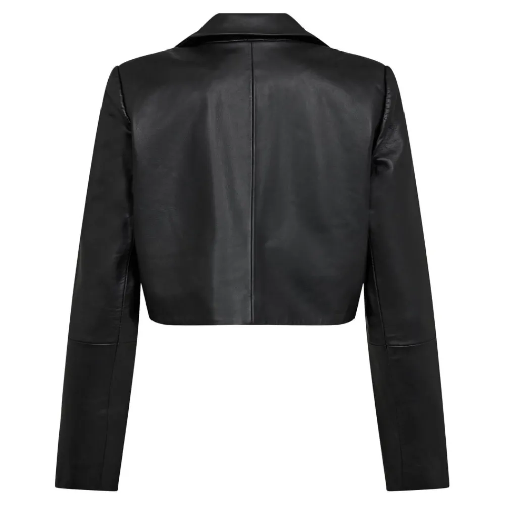 Best Co'Couture Phoebe Leather Crop Blazer - Black Antal