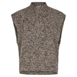 New Co'Couture Row Melange Zip Vest - Mocca Antal
