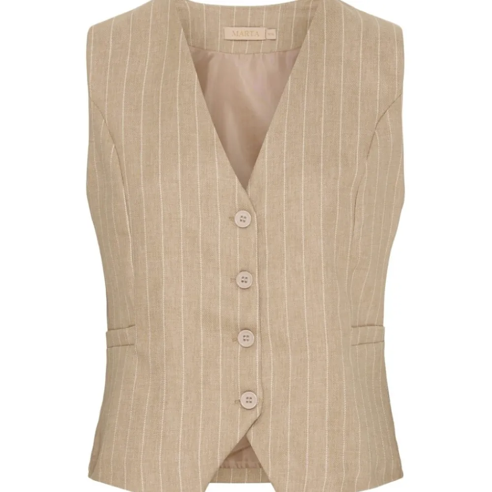 Best Sale Marta Du Chateau Solveig Vest - Beige Stripe Antal