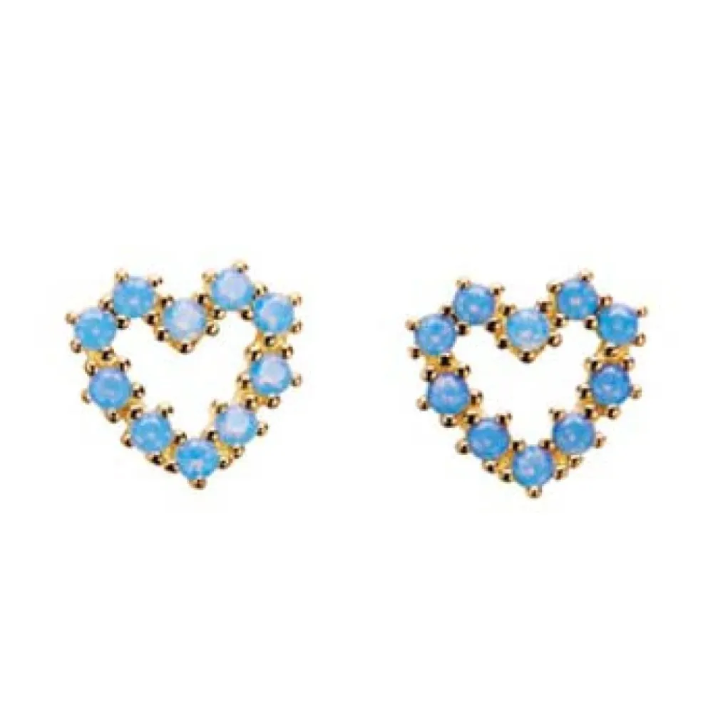 Online Pico Caeur Crystal Stud - Blue Opac Antal