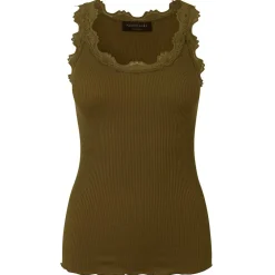 Fashion Rosemunde Silk Top Regular W/Vintage Lace - Lizard Green Antal