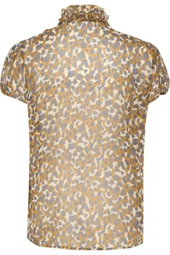 Clearance Saint Tropez Lilja Crinkle Ss Shirt - Creme Pardus Antal