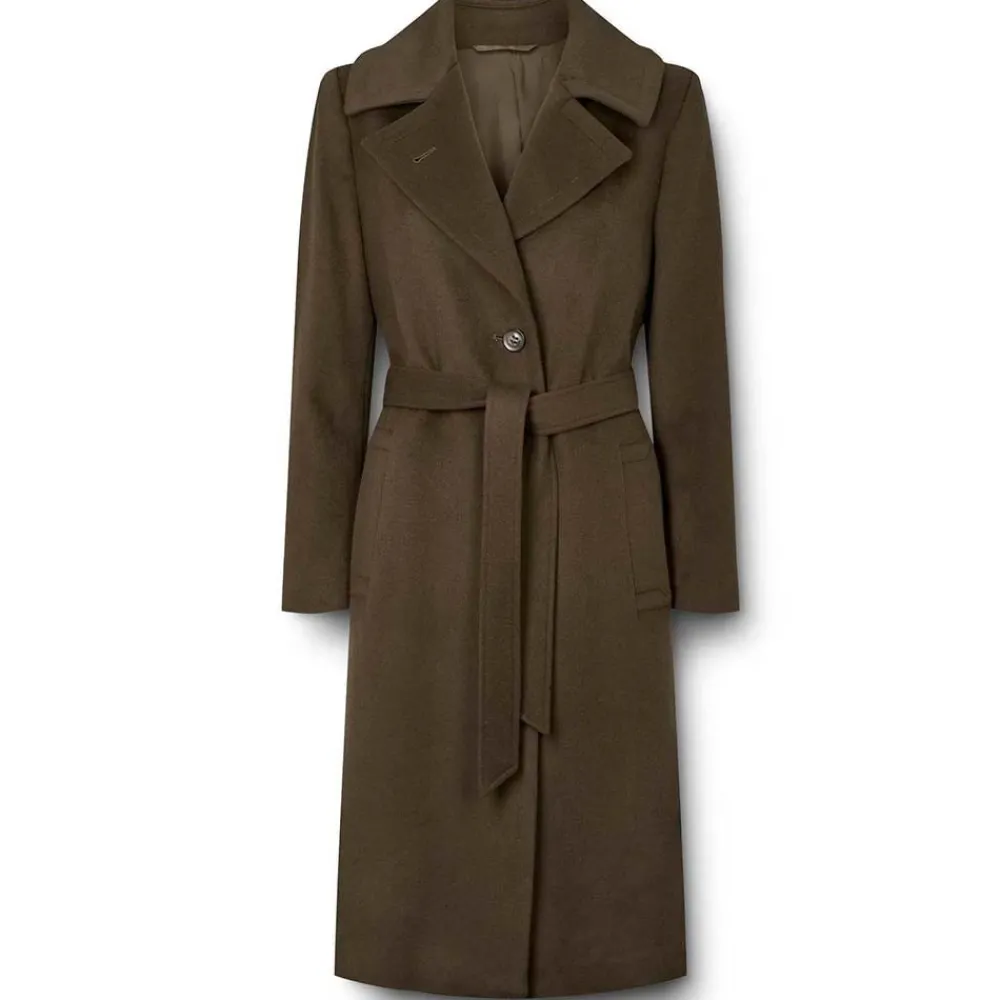Discount SAND Copenhagen Cashmere Coat Midi W. Belt - Army Antal
