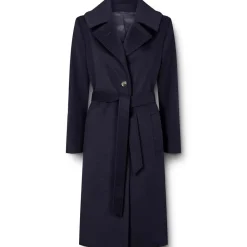 Cheap SAND Copenhagen Cashmere Coat Midi W. Belt - Navy Antal