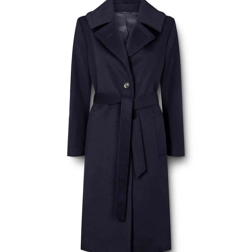 Cheap SAND Copenhagen Cashmere Coat Midi W. Belt - Navy Antal