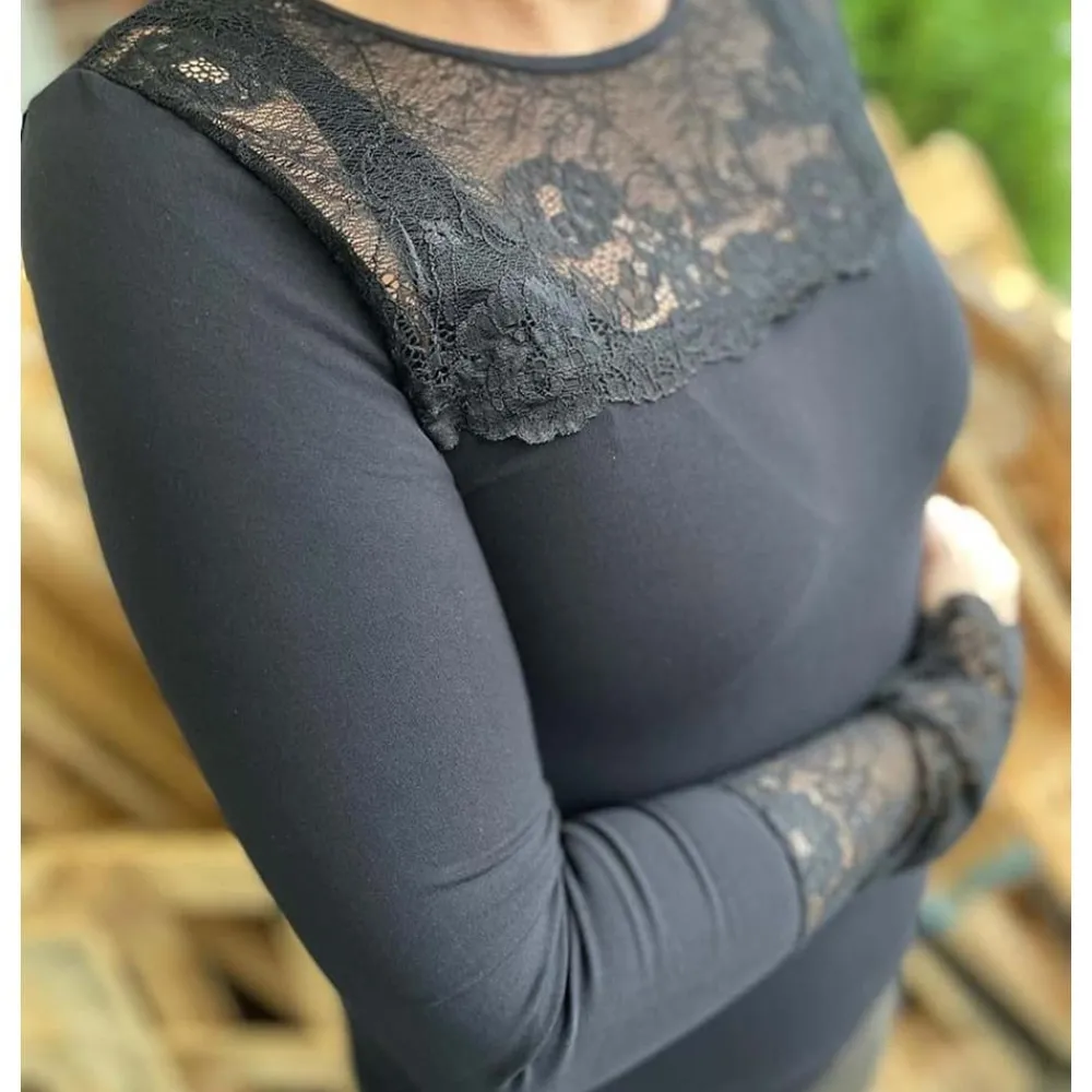 Online Tim & Simonsen Tim & Simonsen Nancy Blouse Lacechest Ls - Black Antal